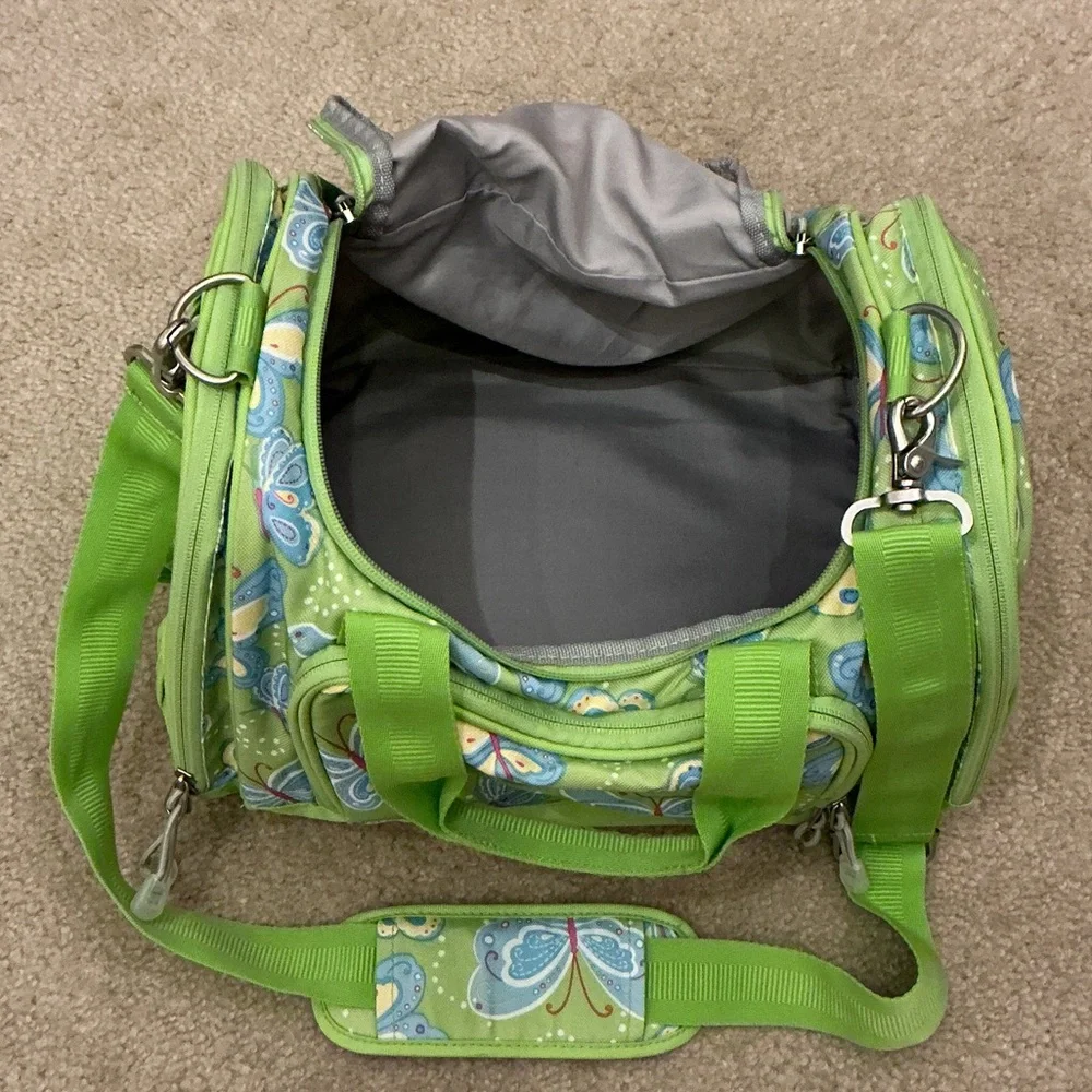 Pottery Barn Kids Green and Blue Butterfly Duffel Overnight Bag 12”Lx9”Wx11”H
